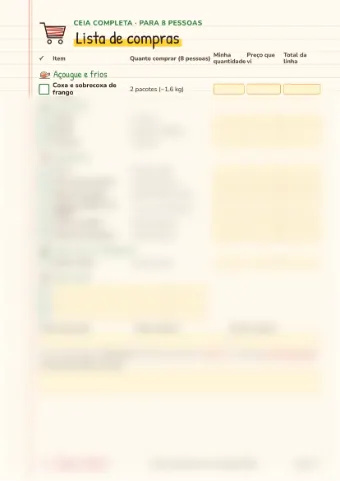 Página da lista de compras, separada por corredor.